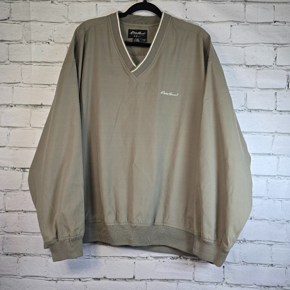 EDDIE BAUER GOLF WINDBREAKER PULLOVER DARK KHAKI MENS XL